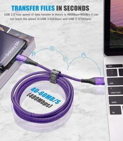 img 1 attached to Получите быструю зарядку с помощью кабеля USB C из 3 упаковок — длина 10 футов, 6,6 фута, 3,3 фута, нейлоновая оплетка — совместим с Samsung Galaxy, LG, Moto, PS5 и другими — фиолетовый