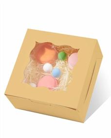 img 4 attached to 35Pcs 6X6X3" Window Cookie Boxes - Camel Bakery Macaroon Treat Boxes For Pastries & Macarons, Thick & Sturdy