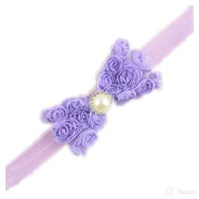 img 1 attached to 🎀 Lace Rose Bows Pearl Baby Girl Headbands Elastic Hair Band - 15 Colors (Lavender+Purple)