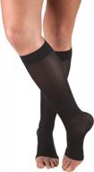 truform women's knee high compression stockings - open toe, opaque black, medium, 15-20 mmhg pressure for improved circulation and leg health logo