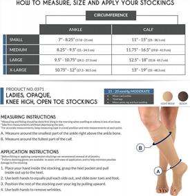 img 3 attached to Женские компрессионные чулки Truform до колена с открытым носком, непрозрачные черные, среднего размера, давление 15-20 мм рт. ст. для улучшения кровообращения и здоровья ног
