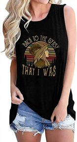 img 4 attached to Letter Printed Tank Tops Vintage T Shirts Women Back To The Gypsy That I Was Tees Graphic Sleeveless Music Vest