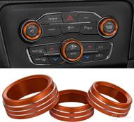 eastyard air conditioner switch cd button knob cover auto interior accessories aluminum alloy decal trim rings for 2015-2019 dodge challenger charger chrysler 300 300s (orange) logo