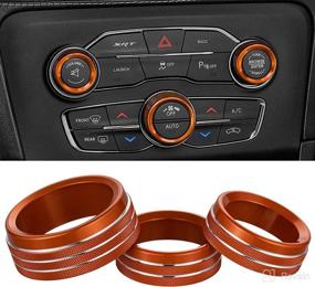 img 4 attached to Eastyard Air Conditioner Switch CD Button Knob Cover Auto Interior Accessories Aluminum Alloy Decal Trim Rings For 2015-2019 Dodge Challenger Charger Chrysler 300 300S (Orange)