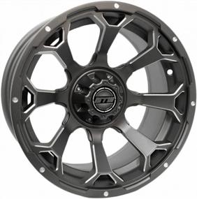 img 1 attached to GTW Raven 15In Matte Gray Golf Cart Wheel 3:4 Offset 4X4 (101.6Mm) Bolt Pattern - Perfect For Your Golf Cart!