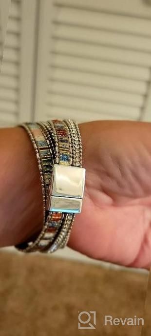 img 1 attached to Stylish Boho Leopard Leather Wrap Bracelets With Multi-Layered Crystal Beads For Women By Fesciory review by Kris Wagner