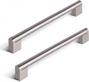 img 4 attached to 50-Pack Brushed Nickel Cabinet Handles, 6-1/4" Center-To-Center, Stainless Steel Kitchen Drawer Pulls, Euro Cupboard Pulls And Knobs, Boss Bar Dresser Handles