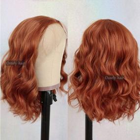 img 2 attached to Get The Perfect Look With Oxeely'S Short Bob Lace Front Wig - Ginger Orange With Copper Red Curly Wave Hair, Pre Plucked And Synthetic For Fashionable Women - 14 Inch