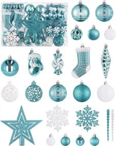 img 4 attached to SOLEDI 128-Piece Blue Shatterproof Christmas Ball Ornament Set - Assorted Xmas Tree Decorations, Decorative Baubles, Gift Package With Reusable Hand For Holiday Décor