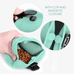 img 1 attached to Navaris Silicone Dog Treat Pouch - Set of 2: Clip-on Training Pet Puppy Bag for Dog Walks with Belt Holder, Pocket Snack Food Treats