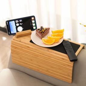 img 2 attached to Enhance Your Comfort With GEHE Sofa Arm Tray Table - 360° Rotating Phone Holder, Flexible & Foldable Design, Perfect For Drinks, Snacks, Remote Control, And Phone!