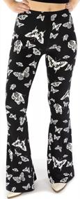 img 3 attached to Shop Delfina Women'S Print Elastic High Waisted Stretch Flared Leg Yoga Festival Rave Bell Bottoms Pants