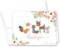 adorable forest woodland animals baby shower thank you cards - 50 pack (pink, brown) logo