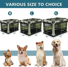 img 3 attached to Portable Soft Medium Dog Crate by Petsfit: Indoor & Outdoor Crate for Medium Dogs | Green | 30x20x19 Inches
