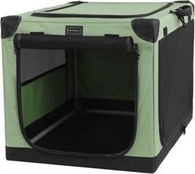img 4 attached to Portable Soft Medium Dog Crate by Petsfit: Indoor & Outdoor Crate for Medium Dogs | Green | 30x20x19 Inches