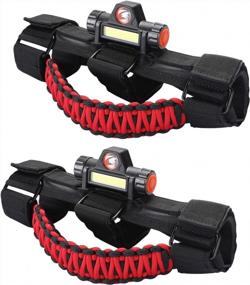img 4 attached to Red 2Pcs Jeep Gladiator JT 1945-2021 Upgrade Roll Bar Grab Handles With Dome Light, Paracord Grips Fit 2.0-4.0 Inch Rods CJ YJ TJ JK JL & Gladiator Accessories
