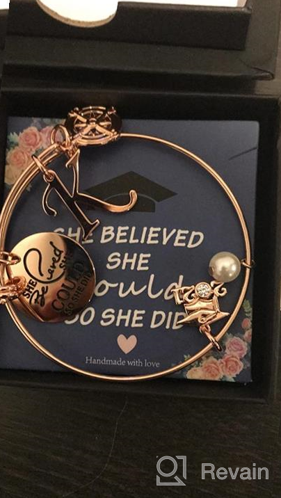 img 1 attached to Inspirational Graduation Gifts Bracelet - Hidepoo She Believed She Could So She Did Bangle 🎓 Charm Bracelet with Engraved Inspirational Compass Initial Charm - Perfect Friendship Graduation Gifts for Her 2021 review by Diane Diaz