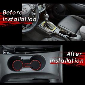 img 1 attached to Customize Your Hyundai Kona Interior With Auovo Cup Holder Inserts And Liners - 19PCS Anti-Dust Mats And Pads For Center Console And Door Pockets - Red