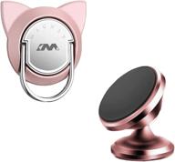 🌹 rose gold cat phone ring holder with magnetic car mount and finger ring stand logo