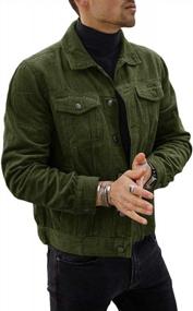img 1 attached to Повседневный стиль: мужская легкая вельветовая куртка Runcati - облегающая осенняя верхняя одежда в рубчик с карманами на пуговицах