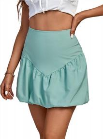 img 4 attached to 👗 LYANER High Waist Ruched A-line Mini Skirt with Side Zipper for Women - Casual and Stylish