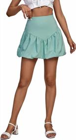 img 2 attached to 👗 LYANER High Waist Ruched A-line Mini Skirt with Side Zipper for Women - Casual and Stylish