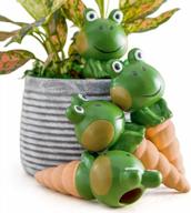 set of 4 kikiheim terracotta frog self-watering spikes for indoor plants - 3.7 oz top-fill watering globes logo