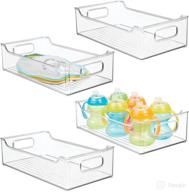 📦 efficient storage solution: mdesign wide plastic nursery storage container bins with handles - perfect for organizing baby essentials in cabinets, closets or cubby shelves - 4 pack - clear логотип