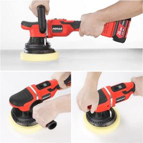 img 1 attached to POPULO Brushless Buffer Polisher: Cordless Car Waxer with Digital Display, 7 Speeds, Lithium Battery, and 4 Foam Pads