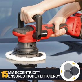 img 2 attached to POPULO Brushless Buffer Polisher: Cordless Car Waxer with Digital Display, 7 Speeds, Lithium Battery, and 4 Foam Pads