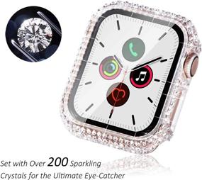 img 3 attached to Surace Compatible With Apple Watch Case 38Mm For Apple Watch Series 6/5/4/3/2/1, Bling Cases With Over 200 Crystal Diamond Protective Cover Bumper For 38Mm 40Mm 42Mm 44Mm (38Mm, Clear)