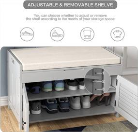 img 1 attached to Versatile Shoe Storage Bench For Entryway, Hallway, And Closet - Lift Top Storage, Adjustable Shelves, Cushioned Seat, Door Cabinet, And Handle By Knowlife