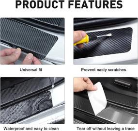 img 2 attached to 🚪 MOCHENT Carbon Fiber Door Sill Plate Guard for Toyota Tacoma 4Runner Tundra Rav4 Highlander - Tricolor Retro Stripe Door Sill Protectors, Accessory Kit (White/Blue/Dark Blue)