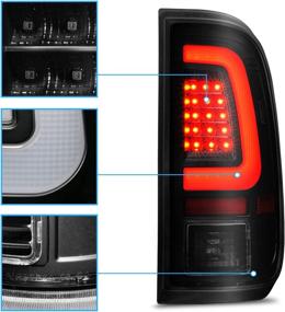 img 1 attached to 🚗 AmeriLite 2008-2016 Ford F250 F350 F450 SD Dark Black C-Type LED Tube Tail Lights - Driver/Passenger Side & Reverse Bulb Included