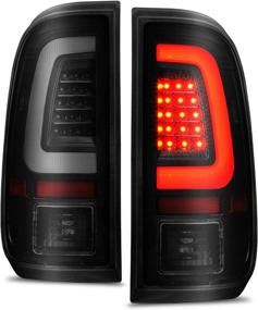 img 2 attached to 🚗 AmeriLite 2008-2016 Ford F250 F350 F450 SD Dark Black C-Type LED Tube Tail Lights - Driver/Passenger Side & Reverse Bulb Included