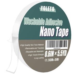 img 4 attached to YOLETO Clear Double Sided Tape - Strong Adhesive Strips For Posters & Decor - 0.6" X 5.5 Yards - Perfect Gift For Men
