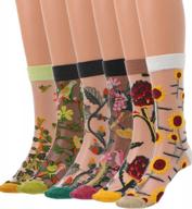 vintage flower ankle socks for women - campsis sheer elastic glass silk socks for summer and girls logo