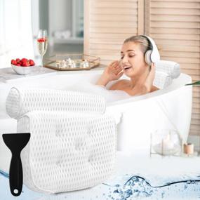 img 4 attached to 4D Air Mesh Spa Pillow For Bath - Extra Thick, Soft & Quick Dry | Neck, Head, Shoulder & Back Support | Bathtub Pillow For Ultimate Comfort