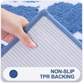 img 1 attached to Soft And Absorbent Luxury Microfiber Bath Rug Mat, Non-Slip Shaggy Carpet For Bathroom Floor, Tub And Shower - Machine Washable And Dryable, 16X24 Inches, Blue Color, By OLANLY
