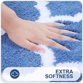 img 3 attached to Soft And Absorbent Luxury Microfiber Bath Rug Mat, Non-Slip Shaggy Carpet For Bathroom Floor, Tub And Shower - Machine Washable And Dryable, 16X24 Inches, Blue Color, By OLANLY