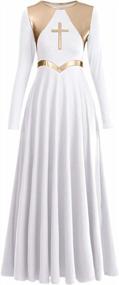 img 4 attached to Women'S Metallic Worship Costume: IBAKOM Liturgical Praise Lyrical Dance Dress.