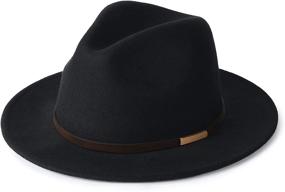 img 4 attached to Fedora Hats For Men And Women - Crushable And Packable With Wide Brim, Made From 100% Australian Wool Felt, Decorated With Leather Belt - FURTALK
