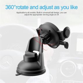 img 2 attached to 📱 360° Adjustable Car Phone Mount - Dashboard & Windshield Holder for iPhone 11/12, Samsung Galaxy - Enhanced Suction Cup (Black)