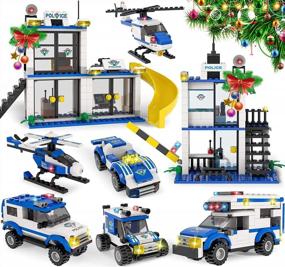 img 4 attached to City Police Station Building Kit With Cop Cars, Police Helicopter, Prison Van, Fun Police Toy For Kids, Best Roleplay Police Department Construction STEM Toy Gift For Boys Aged 6-12 (808 Pieces)