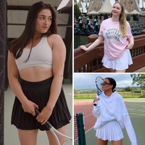 img 3 attached to Плиссированная теннисная юбка YOLIX для женщин - белые шорты для гольфа с карманами для бега и тренировок
