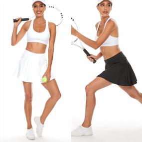 img 1 attached to Плиссированная теннисная юбка YOLIX для женщин - белые шорты для гольфа с карманами для бега и тренировок