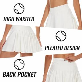 img 2 attached to YOLIX Women'S Pleated Tennis Skirt - White Golf Skort With Pockets For Running & Workout
