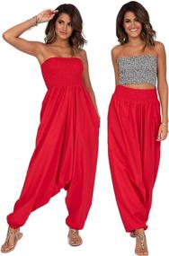 img 3 attached to Cotton Harem Jumpsuit Romper for Women – Stylish Clothing for Jumpsuits, Rompers & Overalls