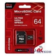 memory card qumo microsdxc 128 gb class 10, uhs-i, r/w 90/20 mb/s, adapter to sd логотип