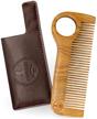comb for beard and hair manecode - durable wooden comb for men made of natural sandalwood with anti-static effect in eco-leather case logo